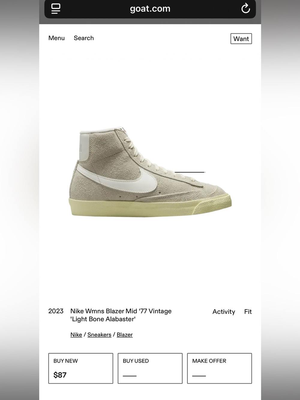 Nike Blazer Mid '77 Vintage High Top Sneakers in Light Bone Alabaster - Picture 14 of 15